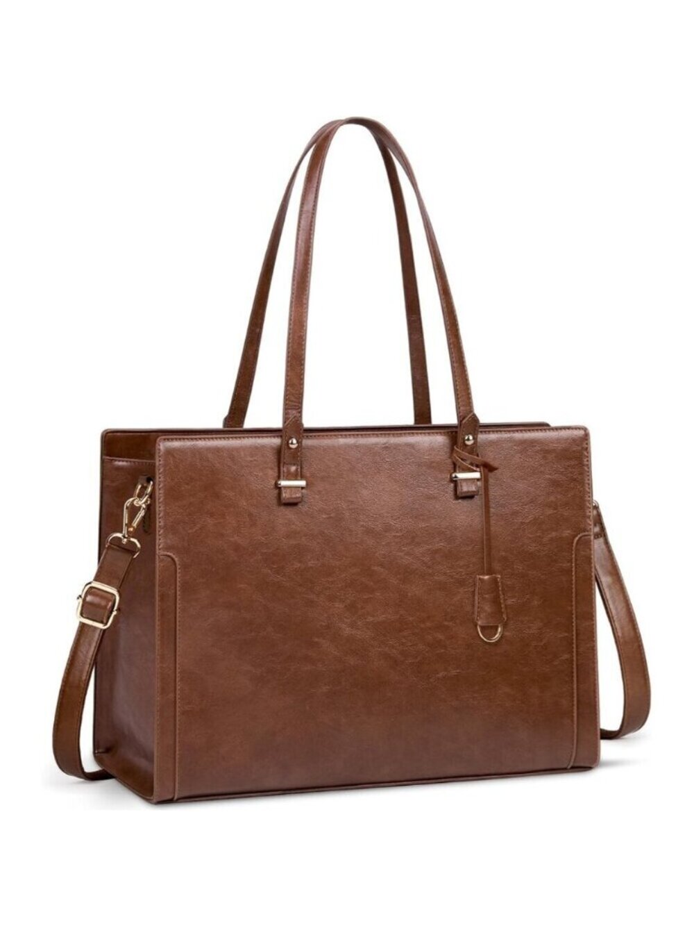 Vintage Laptop Bag Women Brown 15.6 Inch Waterproof Leather Work Tote Retro